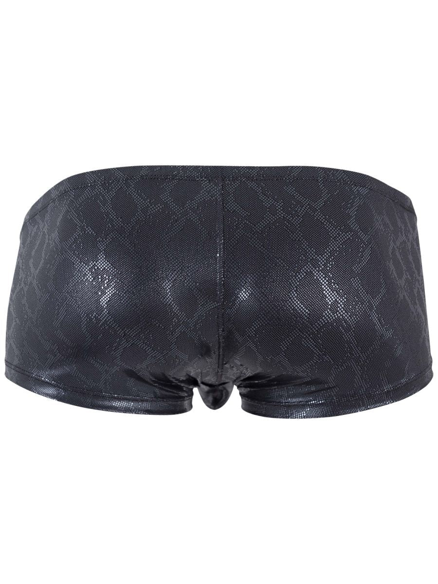 Black shiny faux leather clever 26043 atlas trunks with subtle diamond pattern in sleek black metallic color