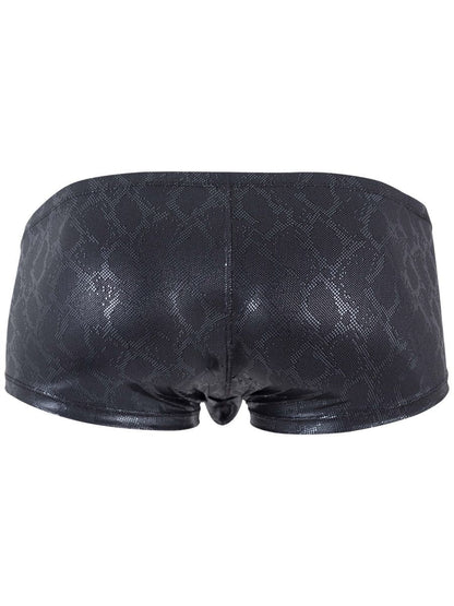 Black shiny faux leather clever 26043 atlas trunks with subtle diamond pattern in sleek black metallic color