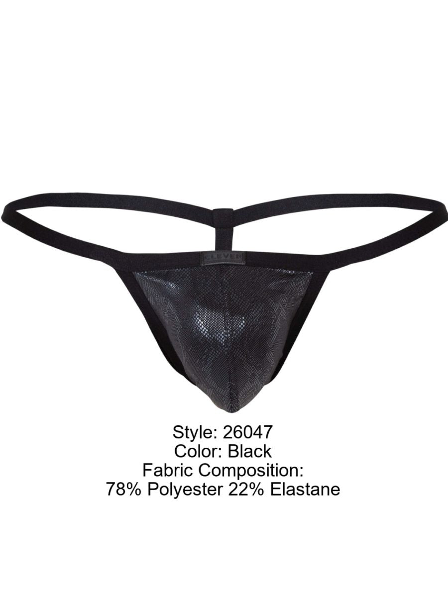 Black clever 26047 atlas g-string featuring a textured mesh front panel and elastic waistband for bold sophistication