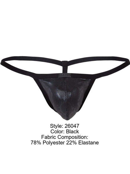 Black clever 26047 atlas g-string featuring a textured mesh front panel and elastic waistband for bold sophistication