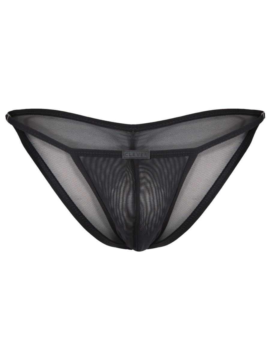 Black mesh thong clever 26057 eos bikini with sleek form fitting design and reinforced edges in black color