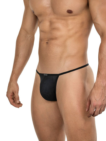 Black clever 26058 eos thong with bold breathable mesh and thin waistband for comfortable sophisticated wear
