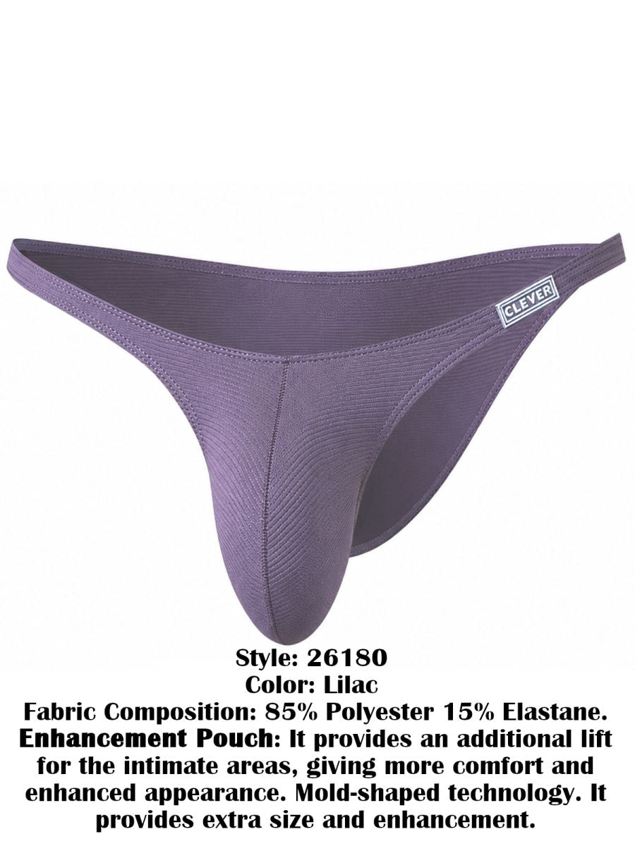 Lilac ribbed men's briefs with a contoured pouch, low-rise waistband, and small side logo tag.