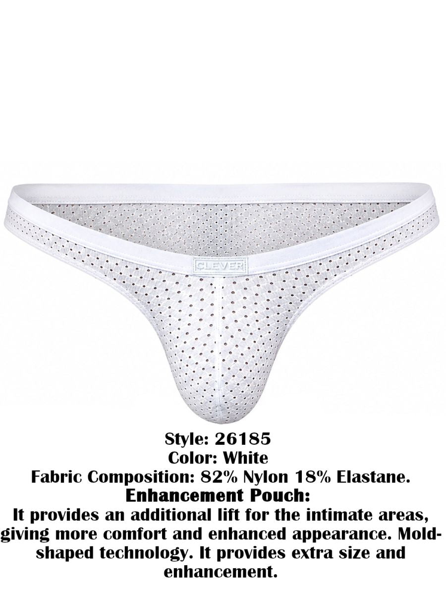 White mesh men's briefs with a contoured pouch and wide elastic waistband.