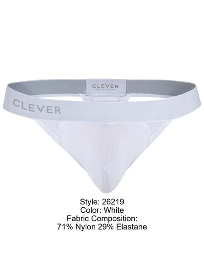 Clever 26219 Men's Underwear Marsella Thongs for Sleek Minimalist Comfort Color White