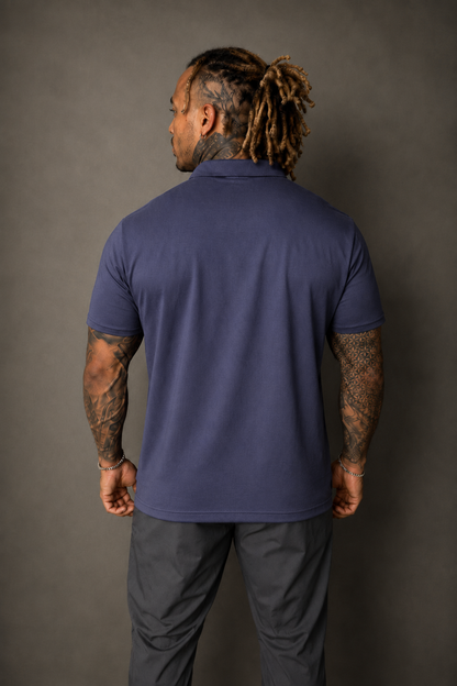 Jed North Men's Muscle-Fit Stretch Short Sleeve Shirt  - Navy Blue