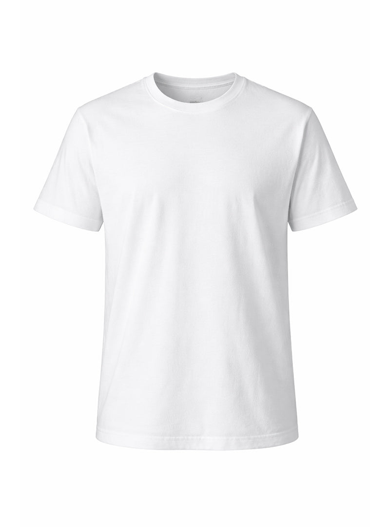 White cotton crew neck t-shirt with short sleeves ideal for casual wear and comfortable everyday use