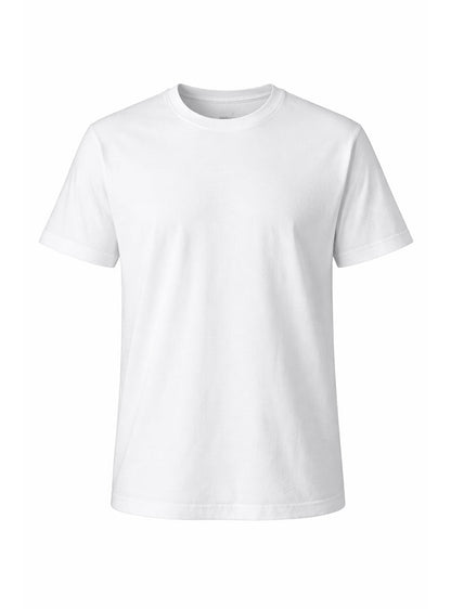 White cotton crew neck t-shirt with short sleeves ideal for casual wear and comfortable everyday use