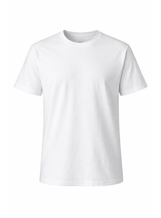 White cotton crew neck t-shirt with short sleeves ideal for casual wear and comfortable everyday use