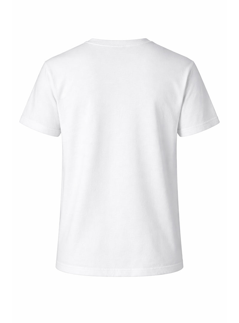 White cotton crew neck t-shirt with classic short sleeves made from soft breathable fabric