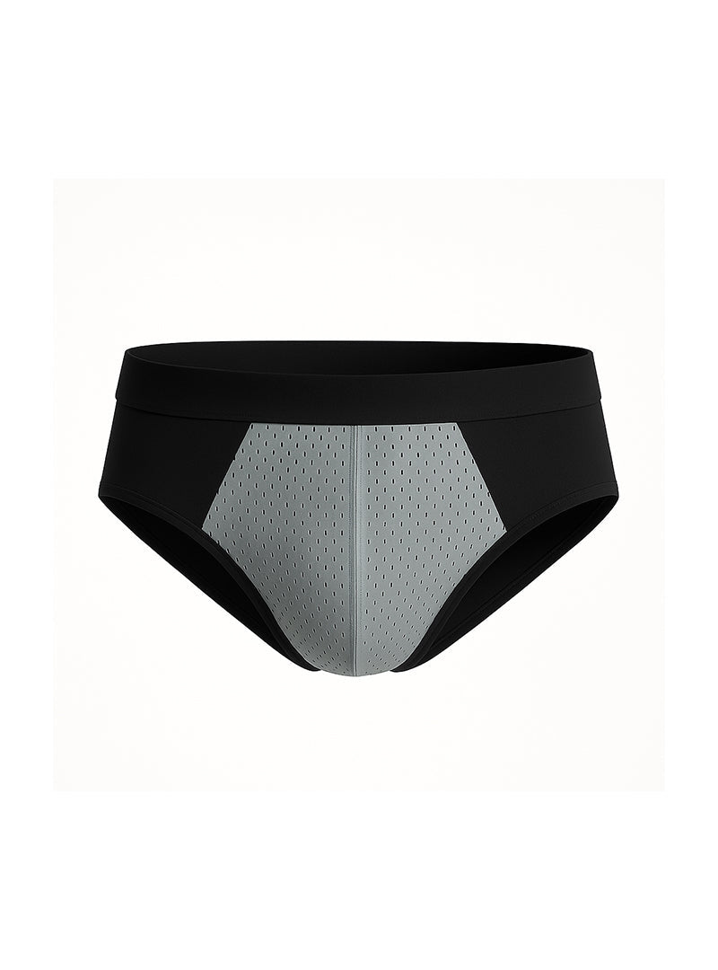 Black and gray cotton stretch athletic briefs with mesh panel design for breathability and comfort