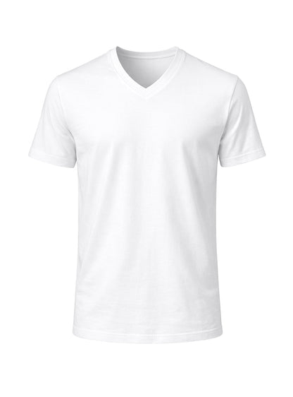 White v neck cotton t-shirt with short sleeves made of soft breathable cotton for casual wear
