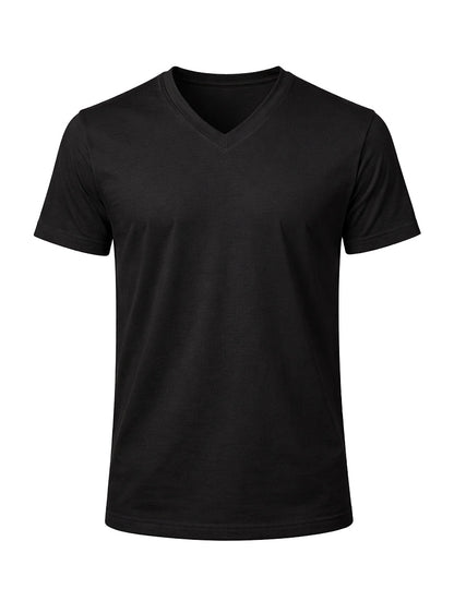 Black v neck cotton t shirt with short sleeves soft breathable fabric for casual wear
