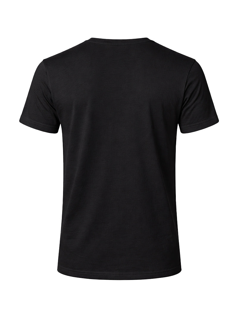 Black short-sleeved cotton t-shirt with classic crew neck design suitable for casual wear