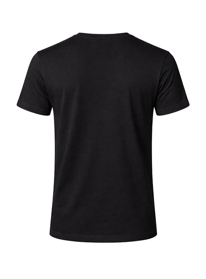 Black short-sleeved cotton t-shirt with classic crew neck design suitable for casual wear
