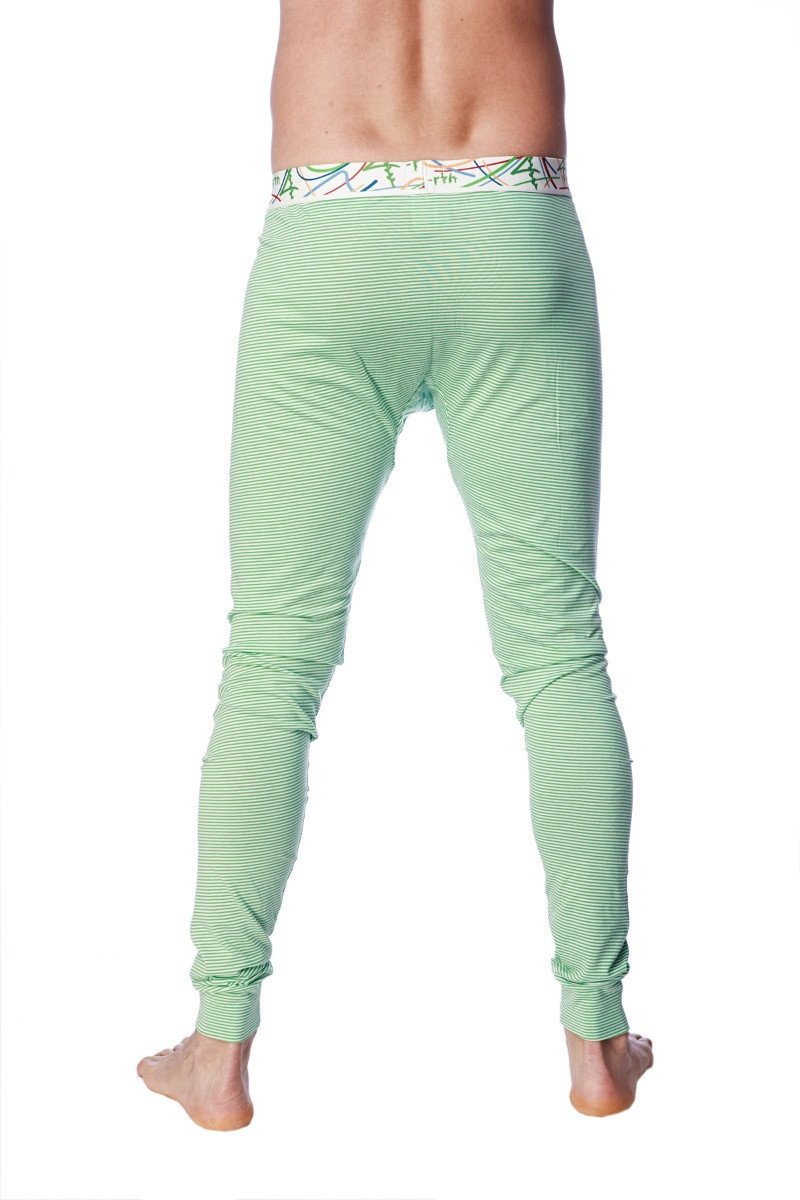 Light green and white striped crosstrain thermal yoga pant with patterned waistband for men