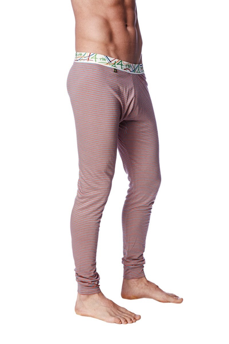 A pair of mauve ribbed knit tights with a patterned waistband featured in crosstrain thermal yoga pant red and grey stripe