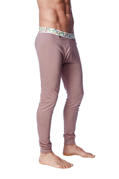 A pair of mauve ribbed knit tights with a patterned waistband featured in crosstrain thermal yoga pant red and grey stripe