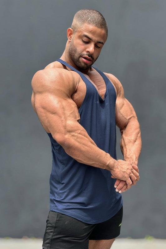 Jed North Men's Classic Bodybuilding Racerback Stringer - Navy