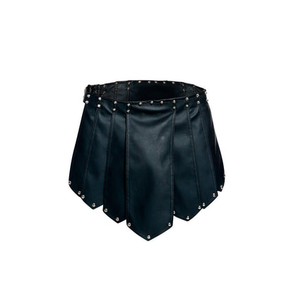 Dngeon roman skirt black faux leather pleated skirt with silver studs along edges and waistband new colors