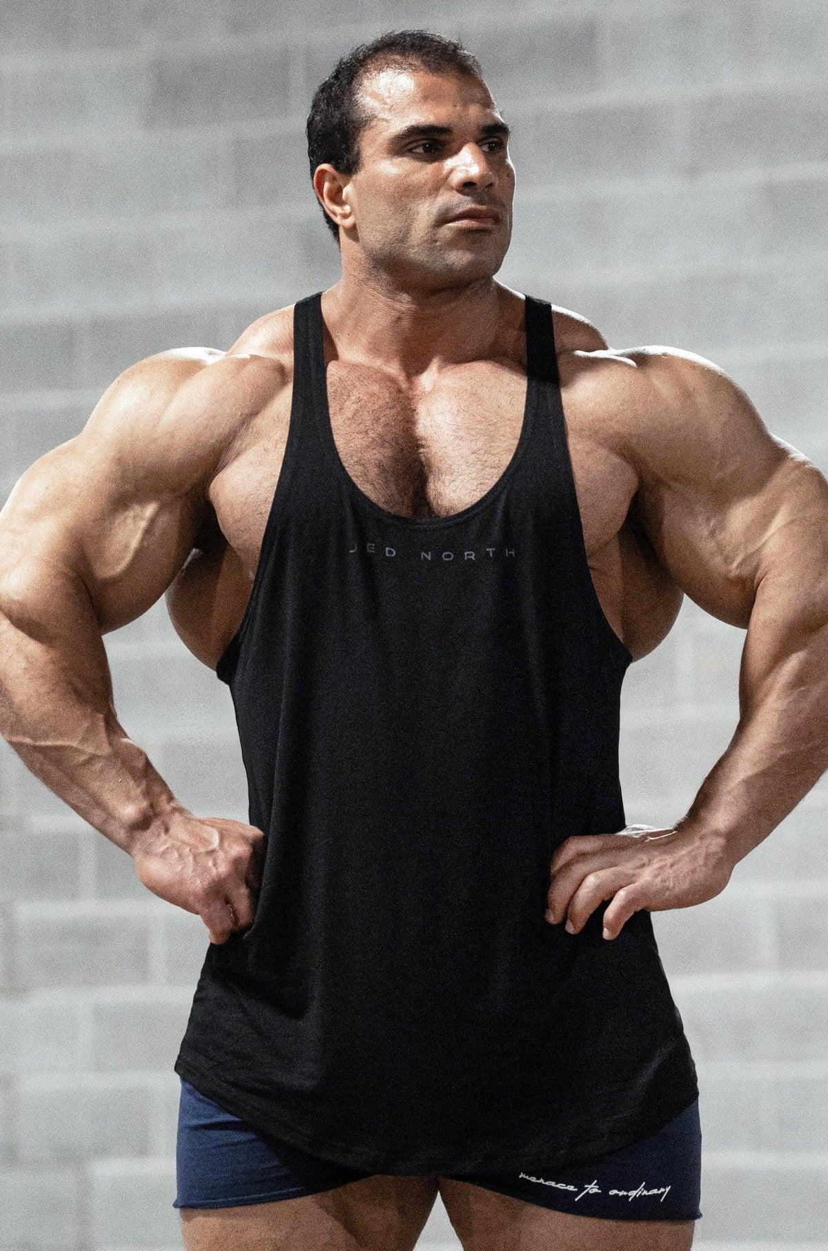Jed North Men's Classic Bodybuilding Racerback Stringer - Premium Black