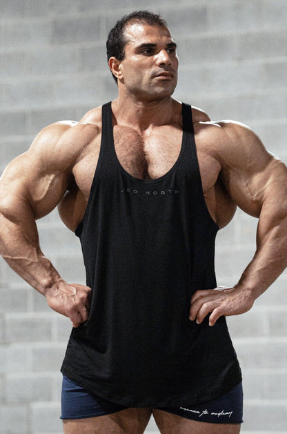 Jed North Men's Classic Bodybuilding Racerback Stringer - Premium Black