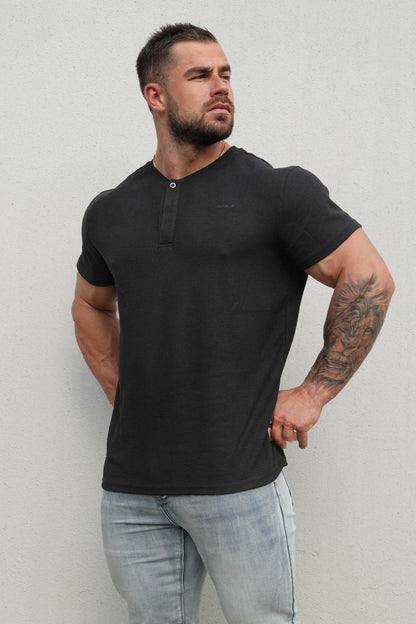 Jed North Men's Waffle Henley T-Shirt - Black
