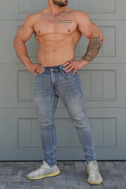 Jed North Men's Men's Premium Fitted Stretchy Jeans - Faded Blue