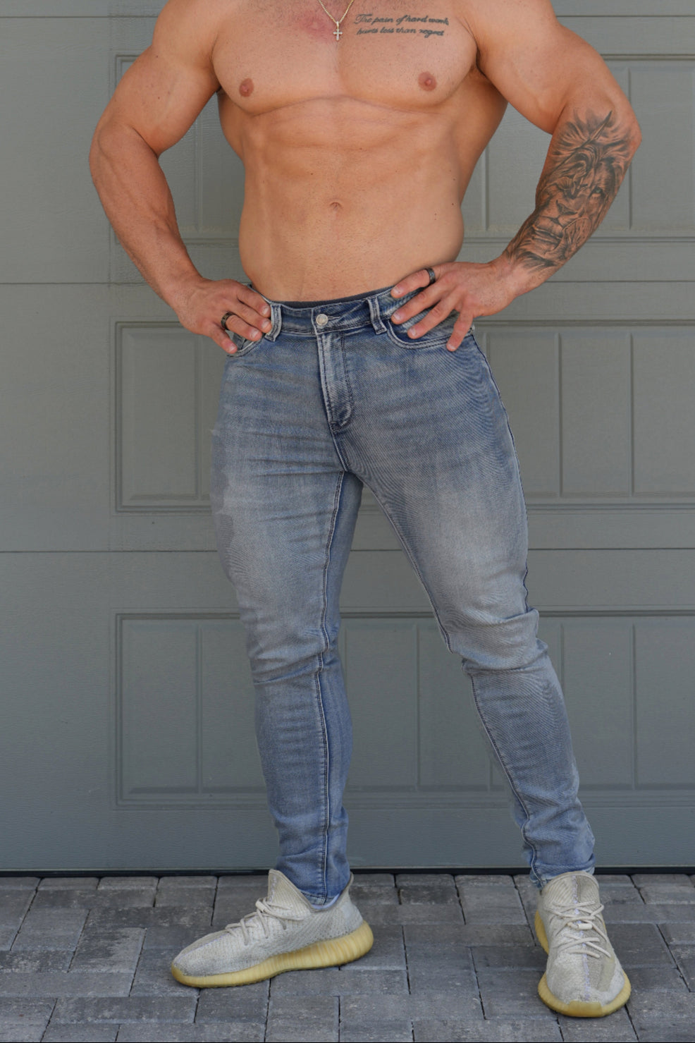 Jed North Men's Men's Premium Fitted Stretchy Jeans - Faded Blue