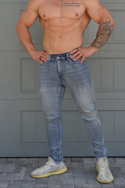 Jed North Men's Men's Premium Fitted Stretchy Jeans - Faded Blue