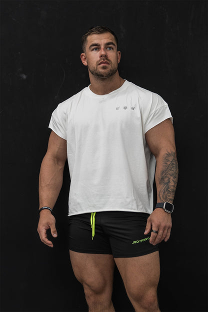 Jed North Men's Oversized Raw-Cut Cropped Tee - White