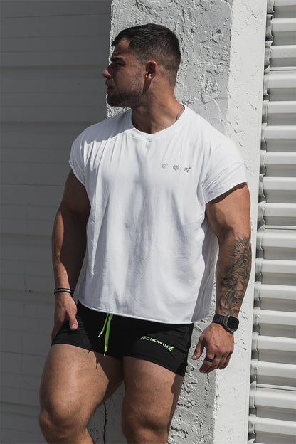 Jed North Men's Oversized Raw-Cut Cropped Tee - White