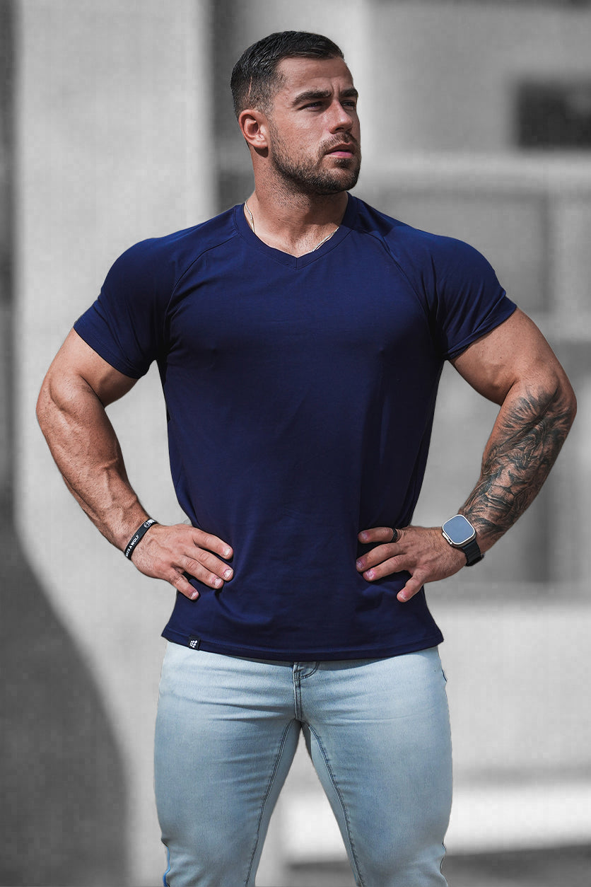 Jed North Men's V Neck Muscle-Fit T-Shirt - Navy