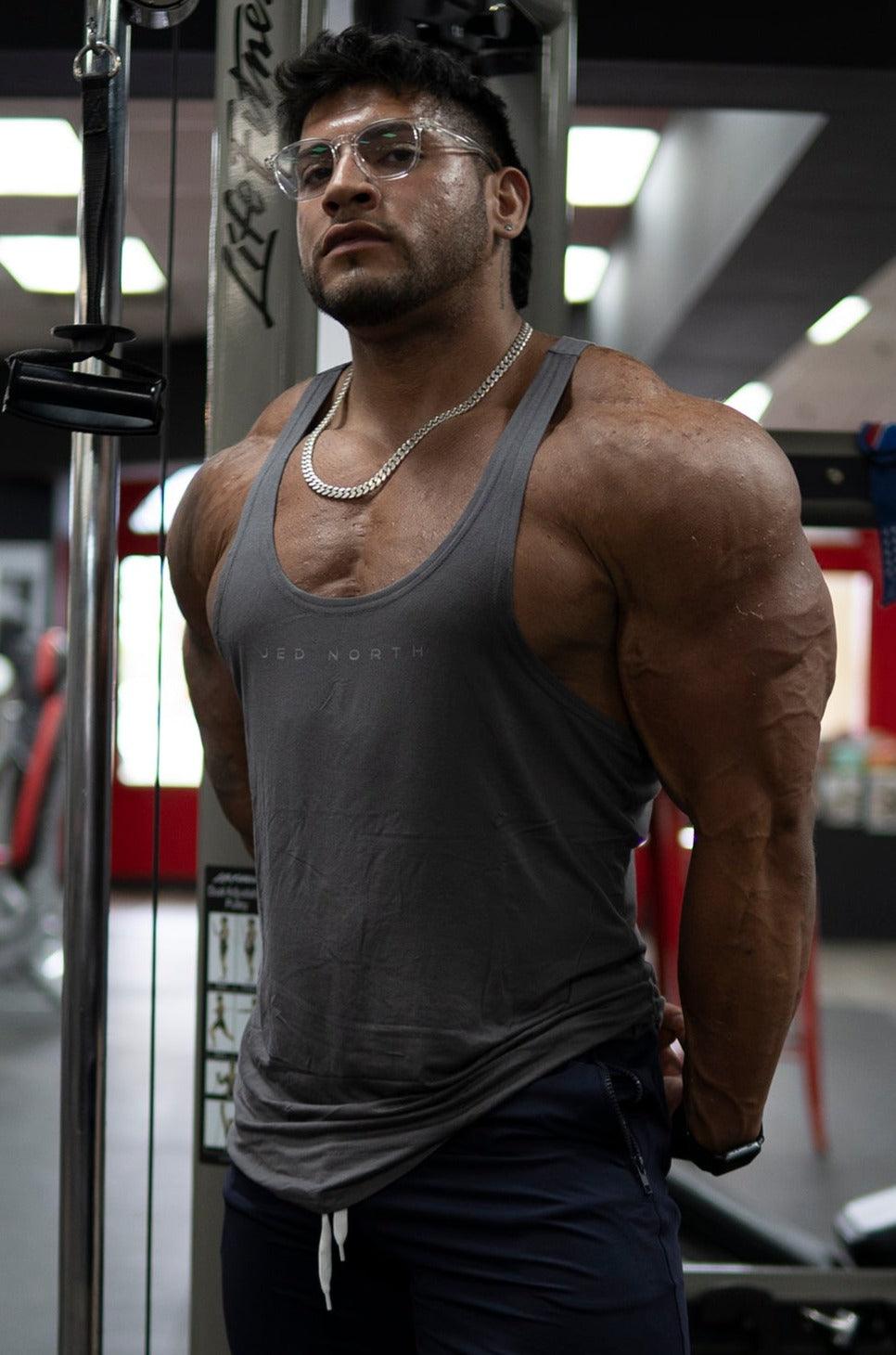 Jed North Men's Classic Bodybuilding Racerback Stringer - Steel Gray