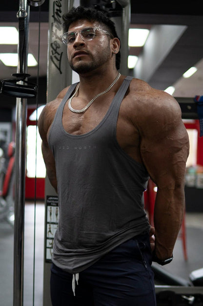 Jed North Men's Classic Bodybuilding Racerback Stringer - Steel Gray