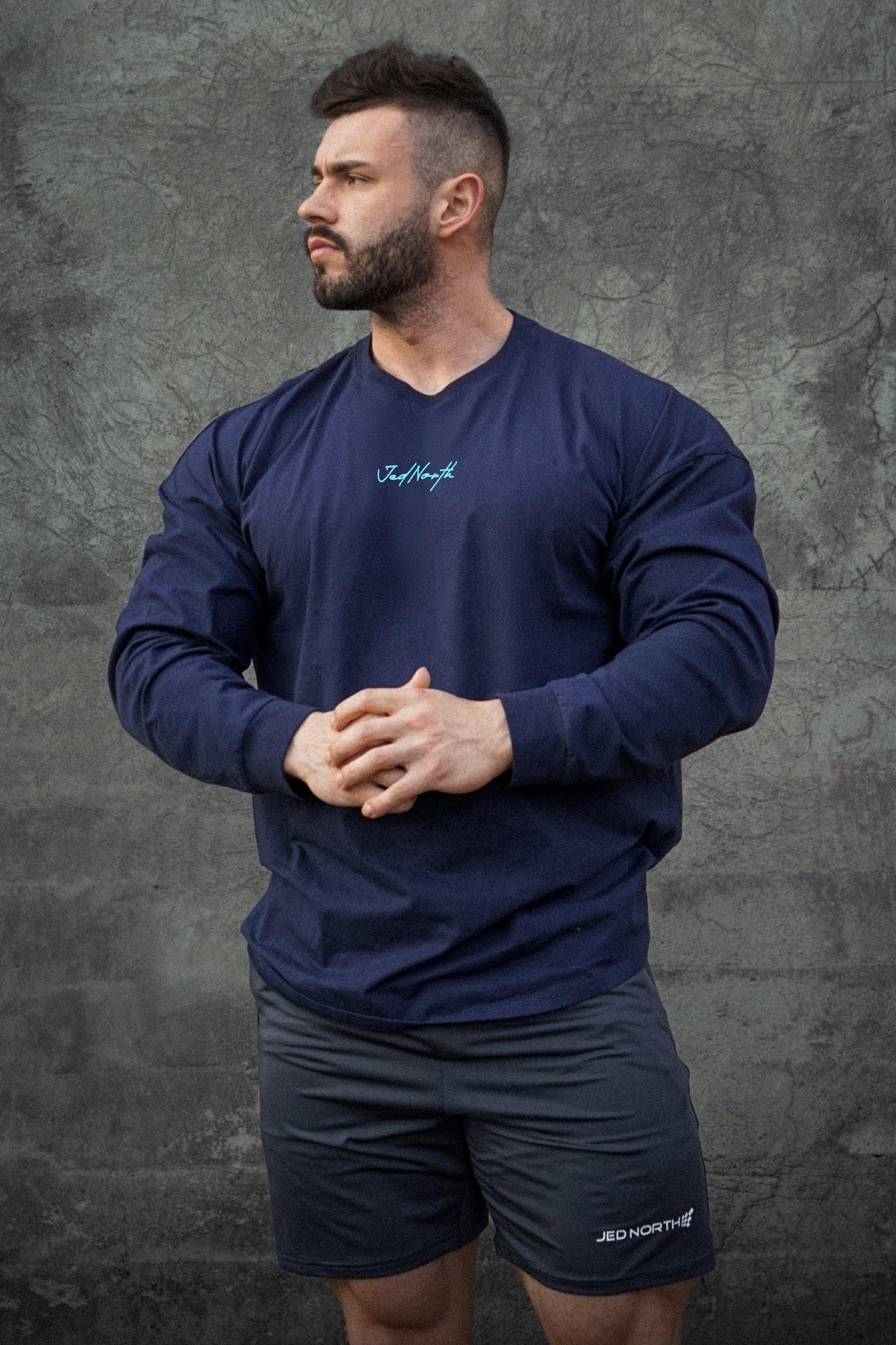 Jed North Men's Energy Oversized Long Sleeve T-Shirt 2.0 - Midnight Blue