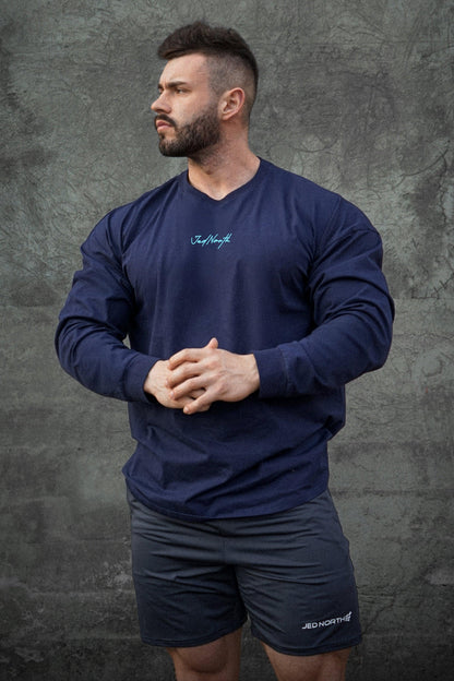 Jed North Men's Energy Oversized Long Sleeve T-Shirt 2.0 - Midnight Blue