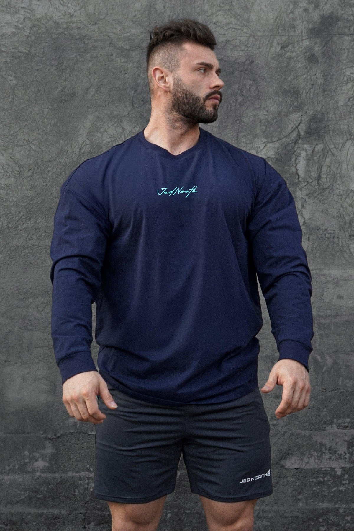 Jed North Men's Energy Oversized Long Sleeve T-Shirt 2.0 - Midnight Blue