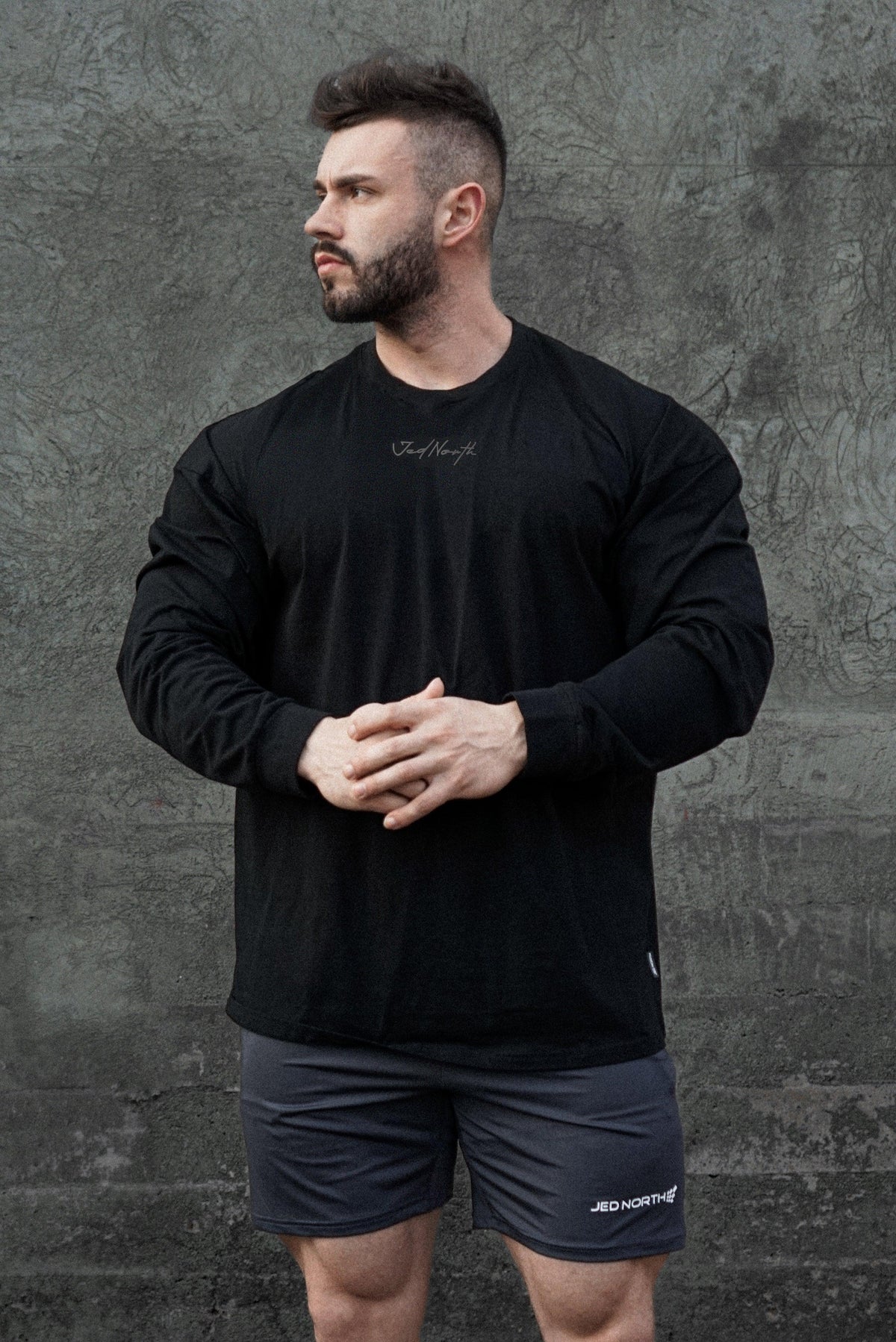 Jed North Men's Energy Oversized Long Sleeve T-Shirt 2.0 - Obsidian Black