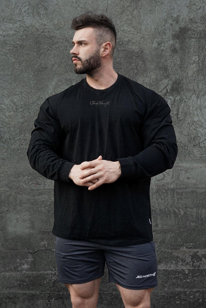 Jed North Men's Energy Oversized Long Sleeve T-Shirt 2.0 - Obsidian Black