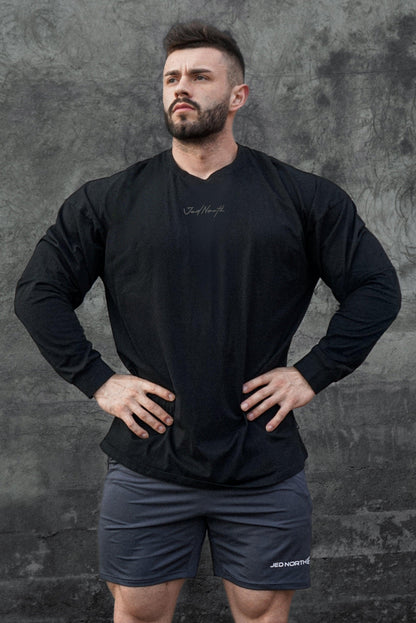 Jed North Men's Energy Oversized Long Sleeve T-Shirt 2.0 - Obsidian Black