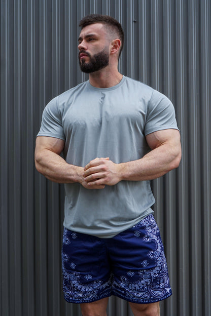 Jed North Men's Jersey Mesh 7.5" Gym Shorts - Navy Paisley