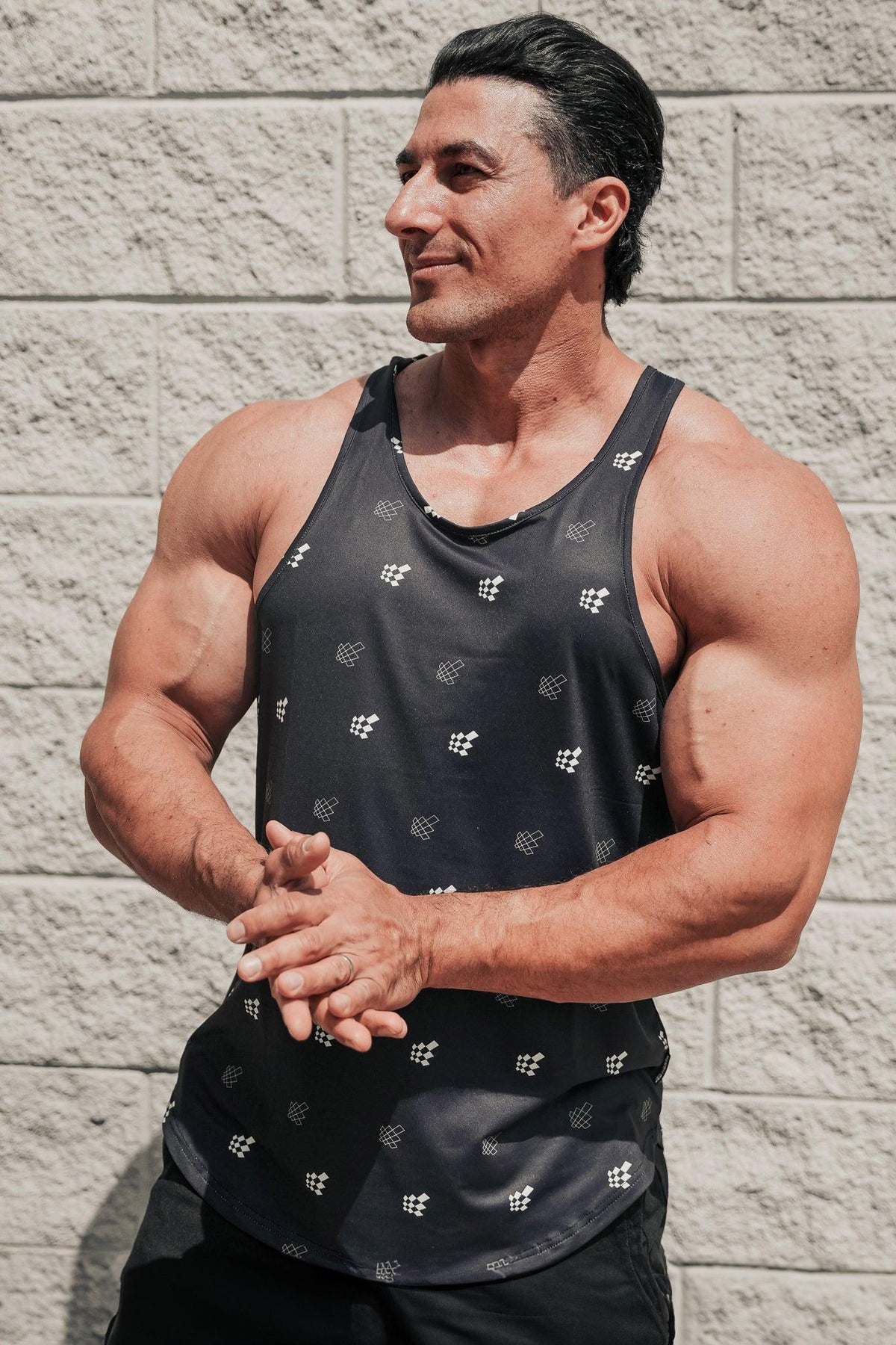 Jed North Men's Graphic Muscle Stringer - Black JN Logo