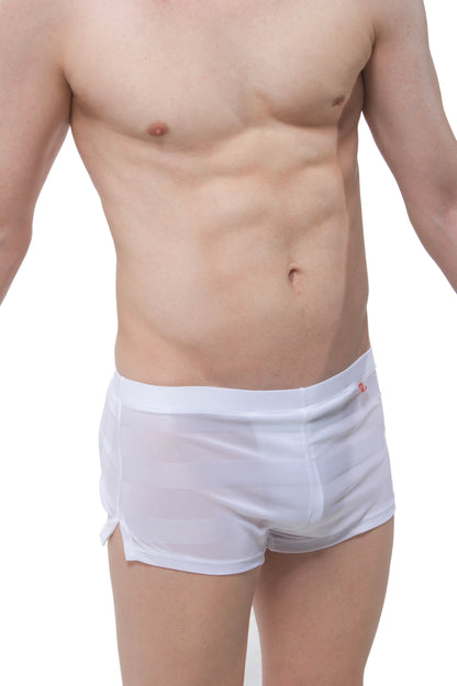 Short en maille rayée Jock blanc