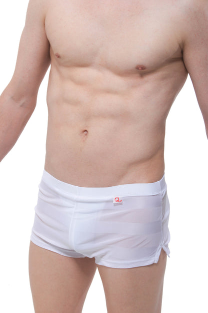 Short en maille rayée Jock blanc