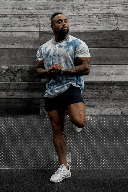 Jed North Men's Waffle Henley T-Shirt - Blue Tie Dye