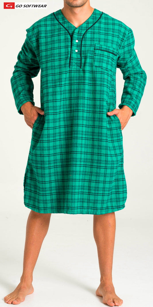 Chemise de nuit pour homme Go Softwear 4708 Lumber Jack - Carreaux verts