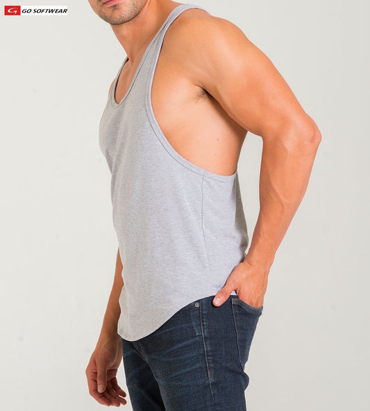 Débardeur de musculation à dos nageur pour homme California Bliss 4945 de Go Softwear - Gris chiné
