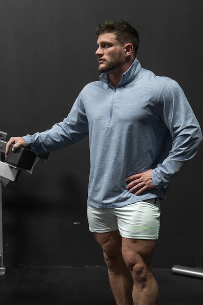 Jed North Men's Quarter-Zip Training Long Sleeve - Heather Blue