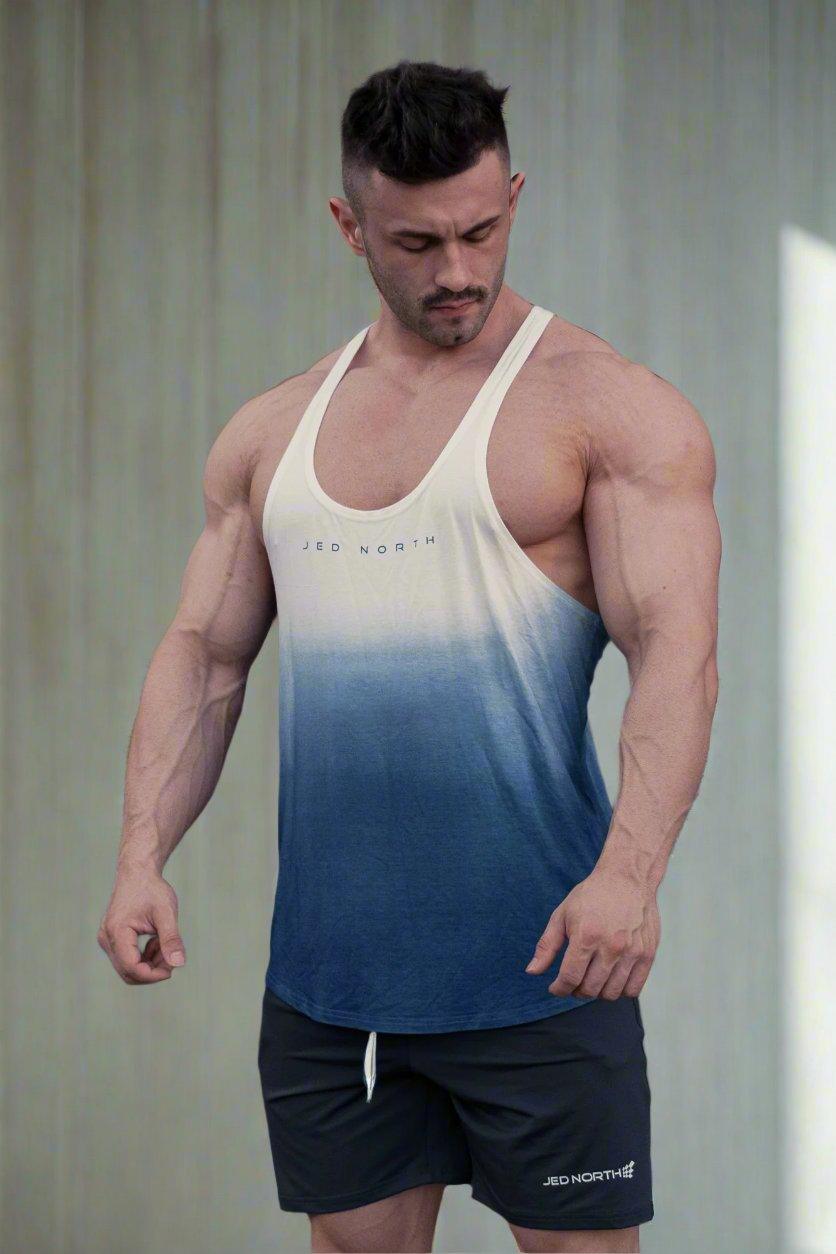 Jed North Men's Classic Bodybuilding Racerback Stringer - Ombre Blue